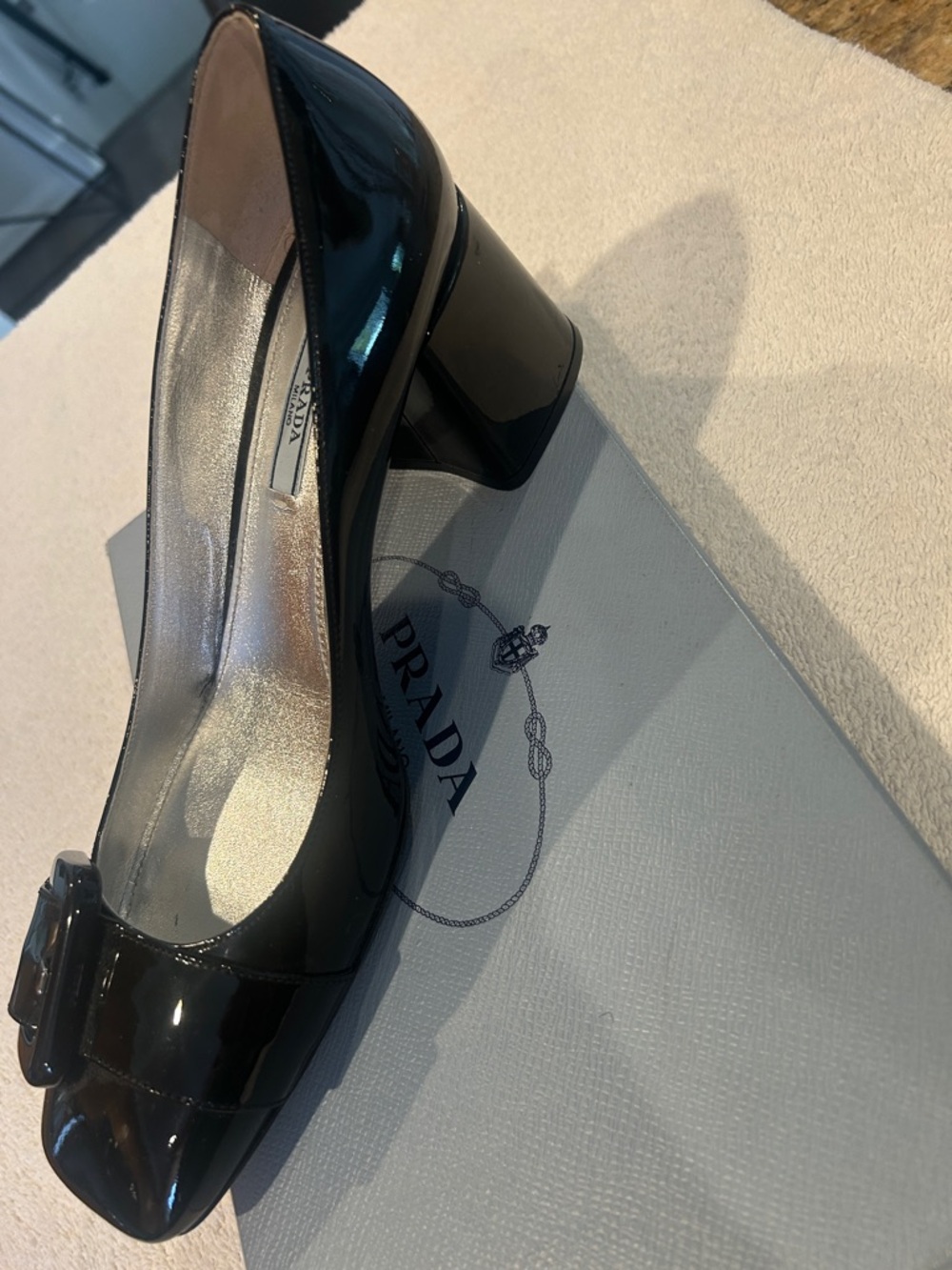 Prada, Black Patent Leather, 3 In. Heel, Slightly Worn, Excellent Condition - Picture 5 of 8